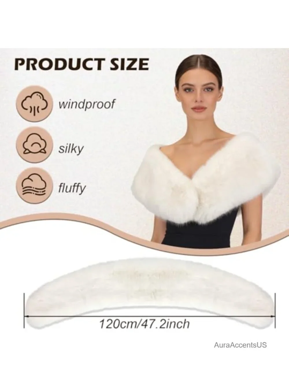 Faux Fur Shawl for Women Fuzzy Fluffy Winter Scarf Wrap Neck Warmer